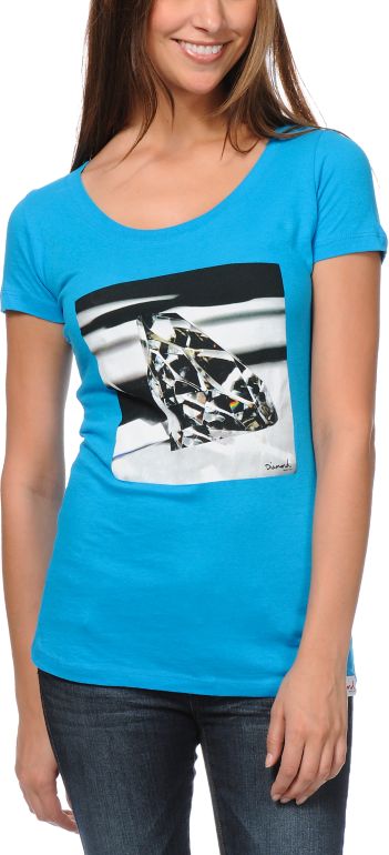 Diamond Supply Girls Brilliant Glass Blue Tee Shirt