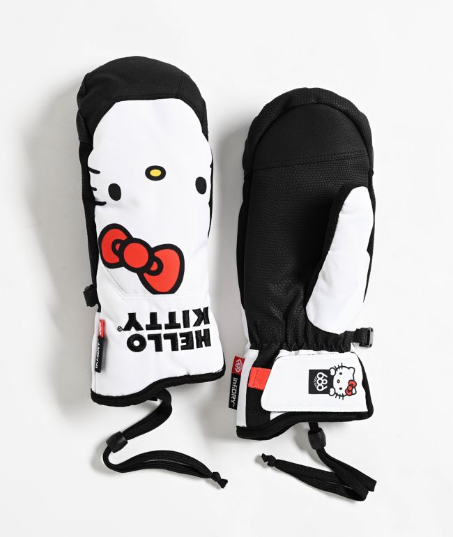 686 x Hello Kitty Revel White Snowboard Mittens - 686