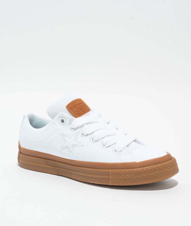 Converse One Star Puffed White & Gum Skate Shoes - Converse