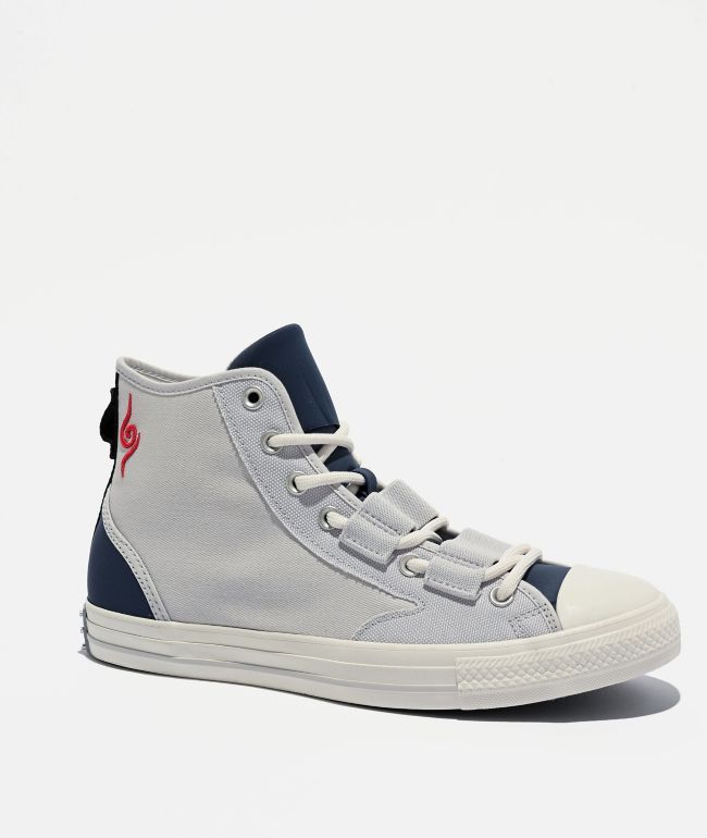 Converse x Naruto Chuck Taylor All Star Kakashi Barely Grey & Dark Waters High Top Shoes - Converse