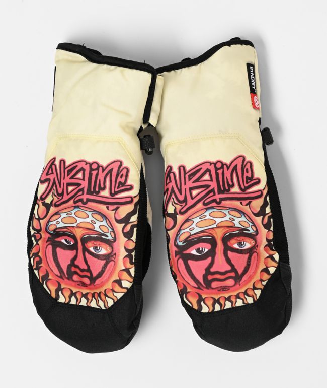 686 x Sublime Women's Revel Yellow Tie Dye 10K Snowboard Mittens - 686