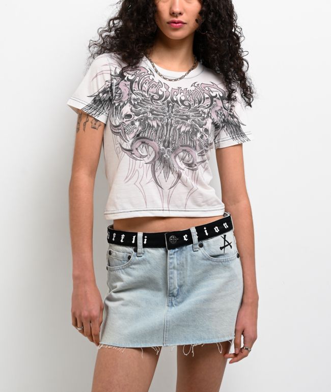 Affliction Desperate Saint White Crop T-Shirt - Affliction