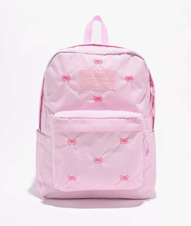 Jansport Superbreak Plus Embroidered Bows Pink Backpack - Jansport