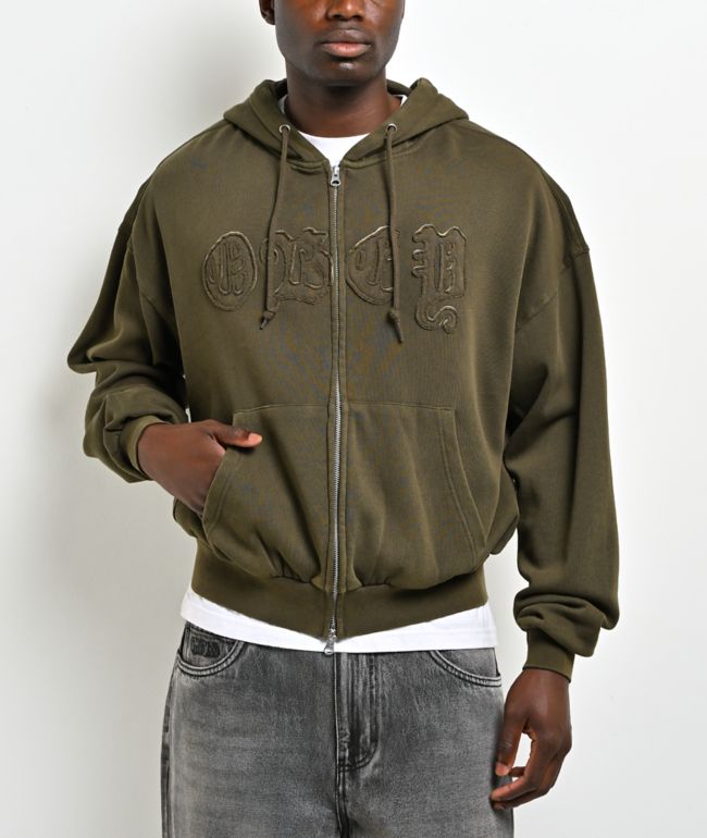 Obey Gothic Green Zip Hoodie - Obey