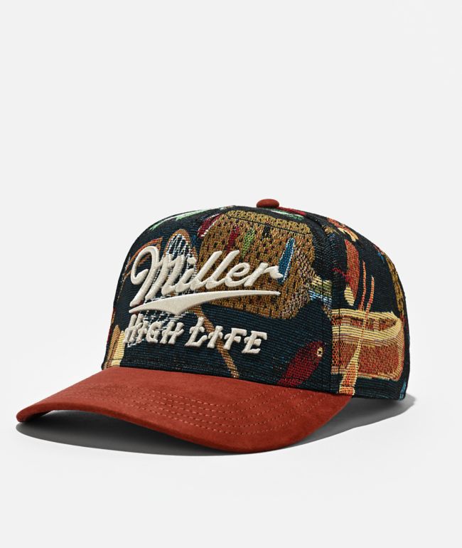 American Needle x Miller High Life Fish Tapestry Red Snapback Hat - American Needle