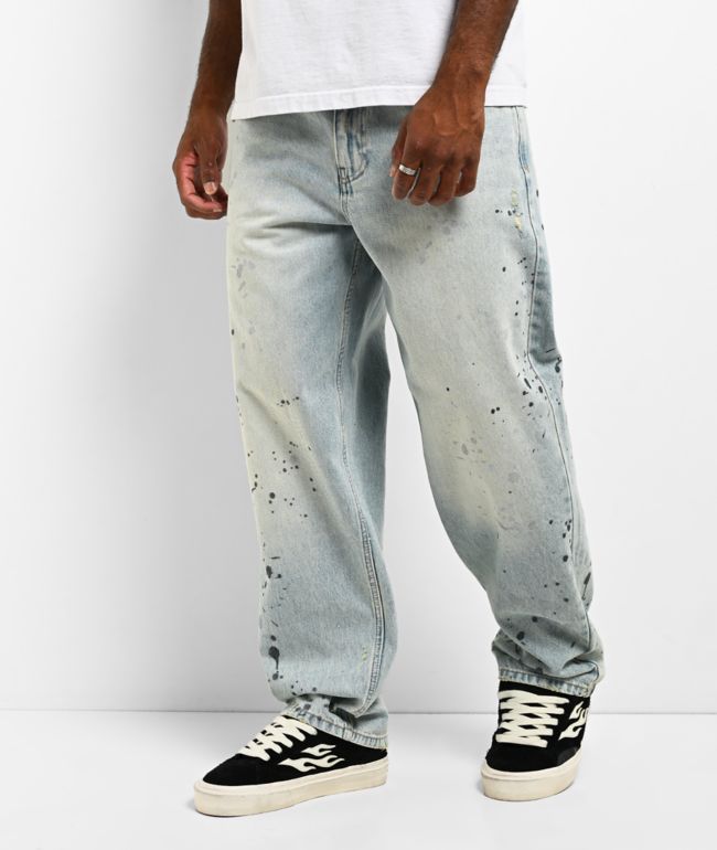 Empyre Paint Light Blue Wash Loose Fit Skate Jeans - Empyre