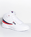 blue and white fila shoes