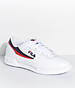 blue and white fila shoes