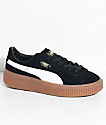 puma suede platform black white & gum shoes