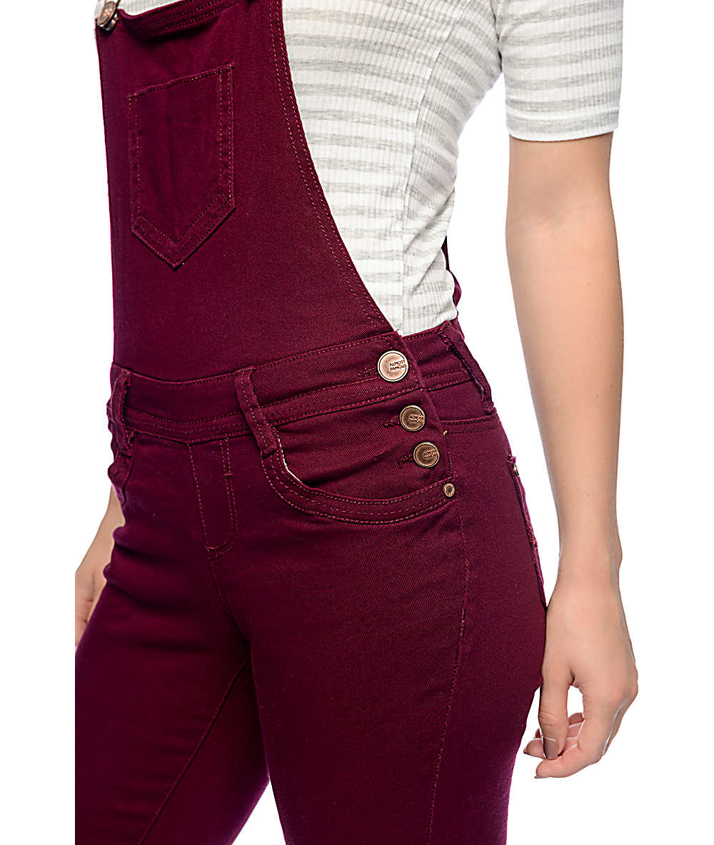 Almost Famous Burgundy Cross Back Overalls Zumiez