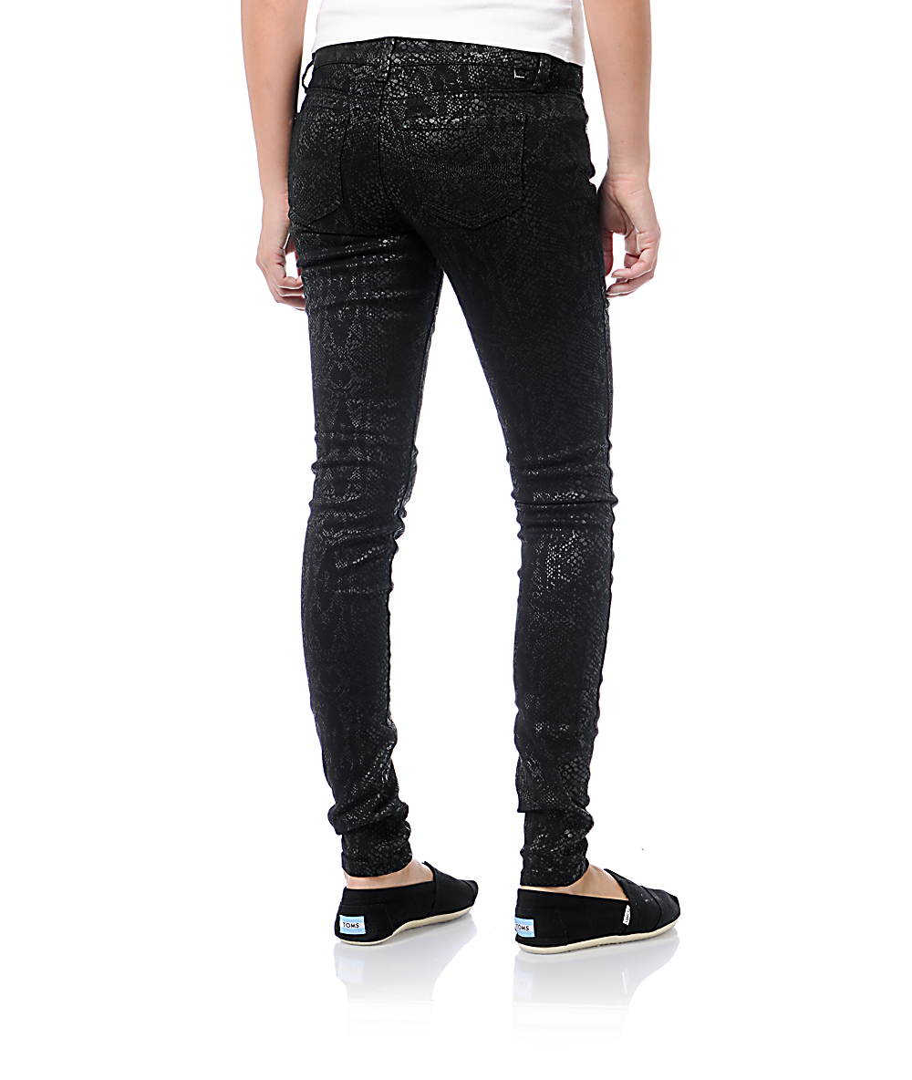 Almost Famous Corrie Black Animal Print Skinny Jeans Zumiez