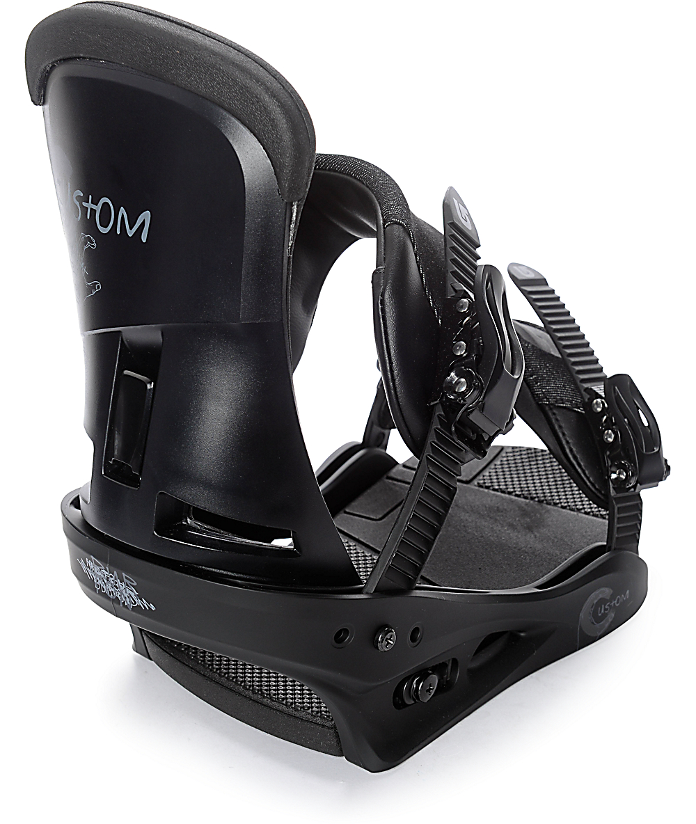 burton custom matte black snowboard bindings