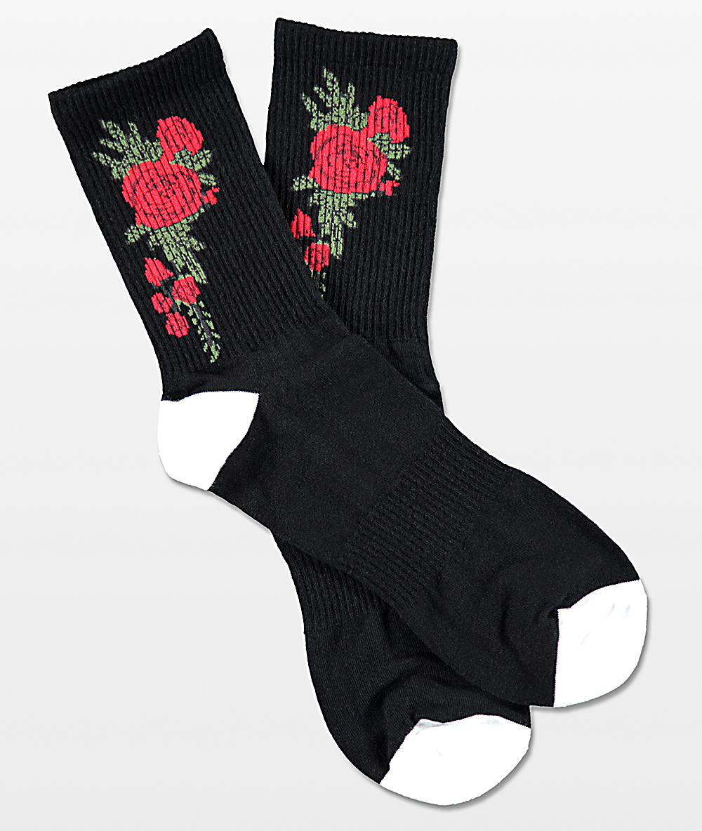 Civil Wild Rose Black Crew Socks Zumiez
