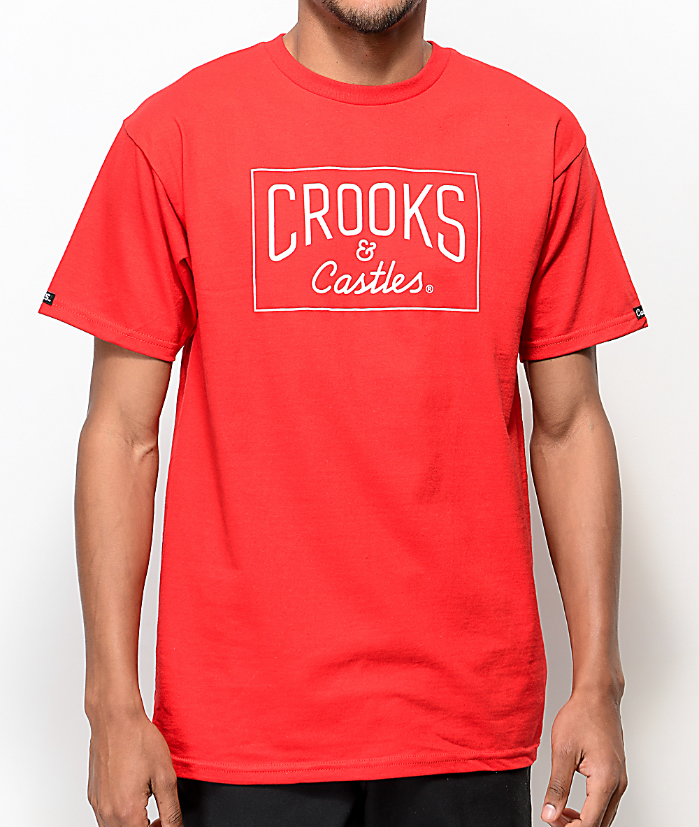 crooks & castles core logo red t-shirt