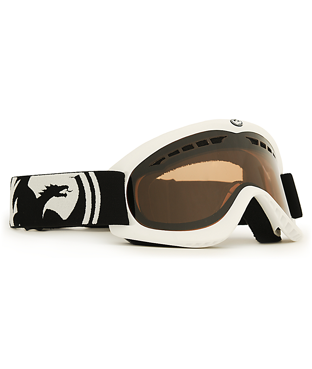 Dragon DX White & Amber Snowboard Goggles Zumiez