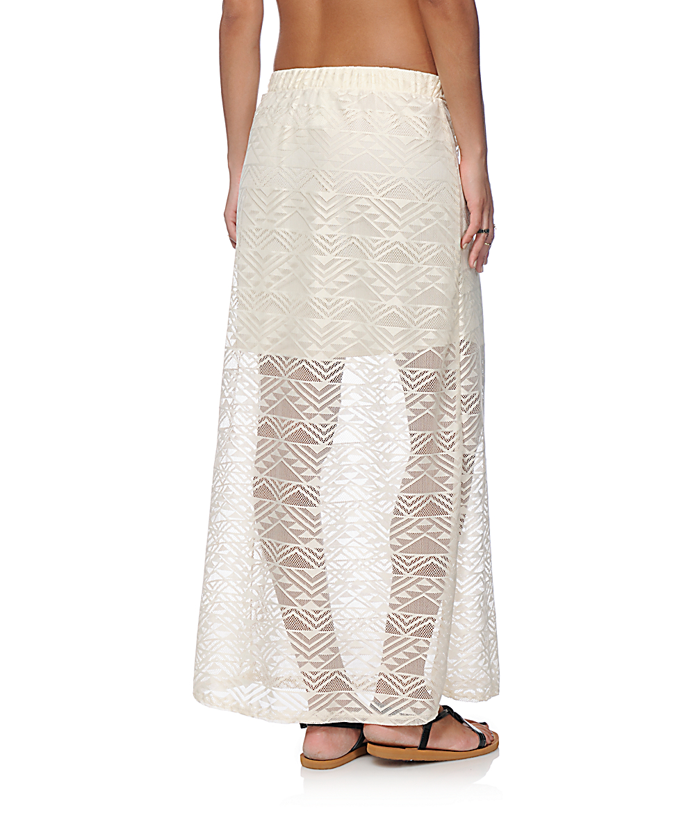 Empyre Anais Cream Crochet Maxi Skirt Zumiez