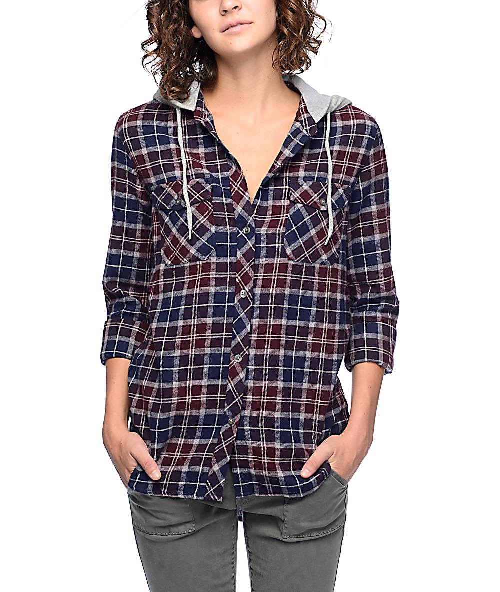 burgundy flannel shirt women's