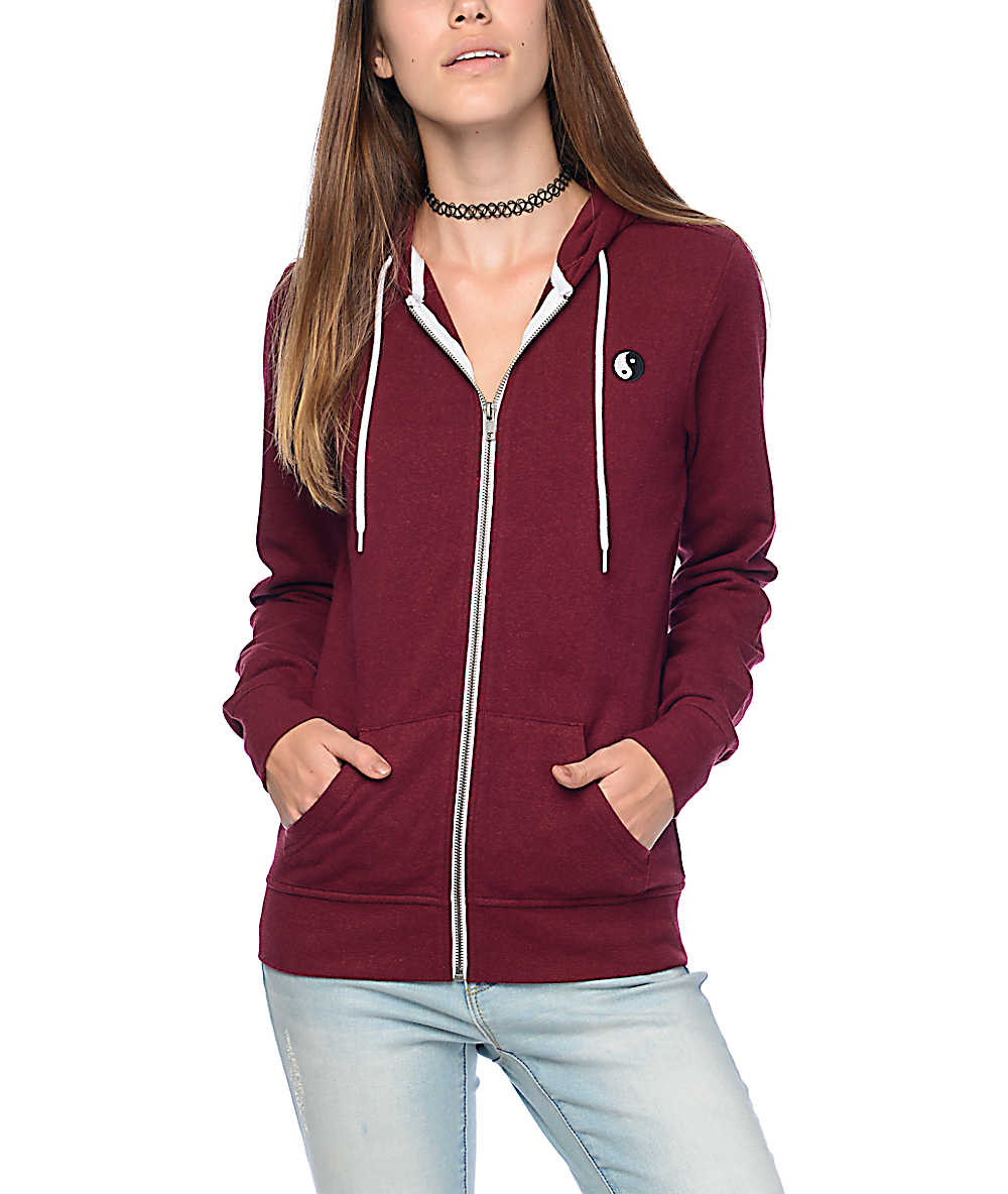 Empyre Matilda Yin Yang Burgundy Zip Up Hoodie Zumiez