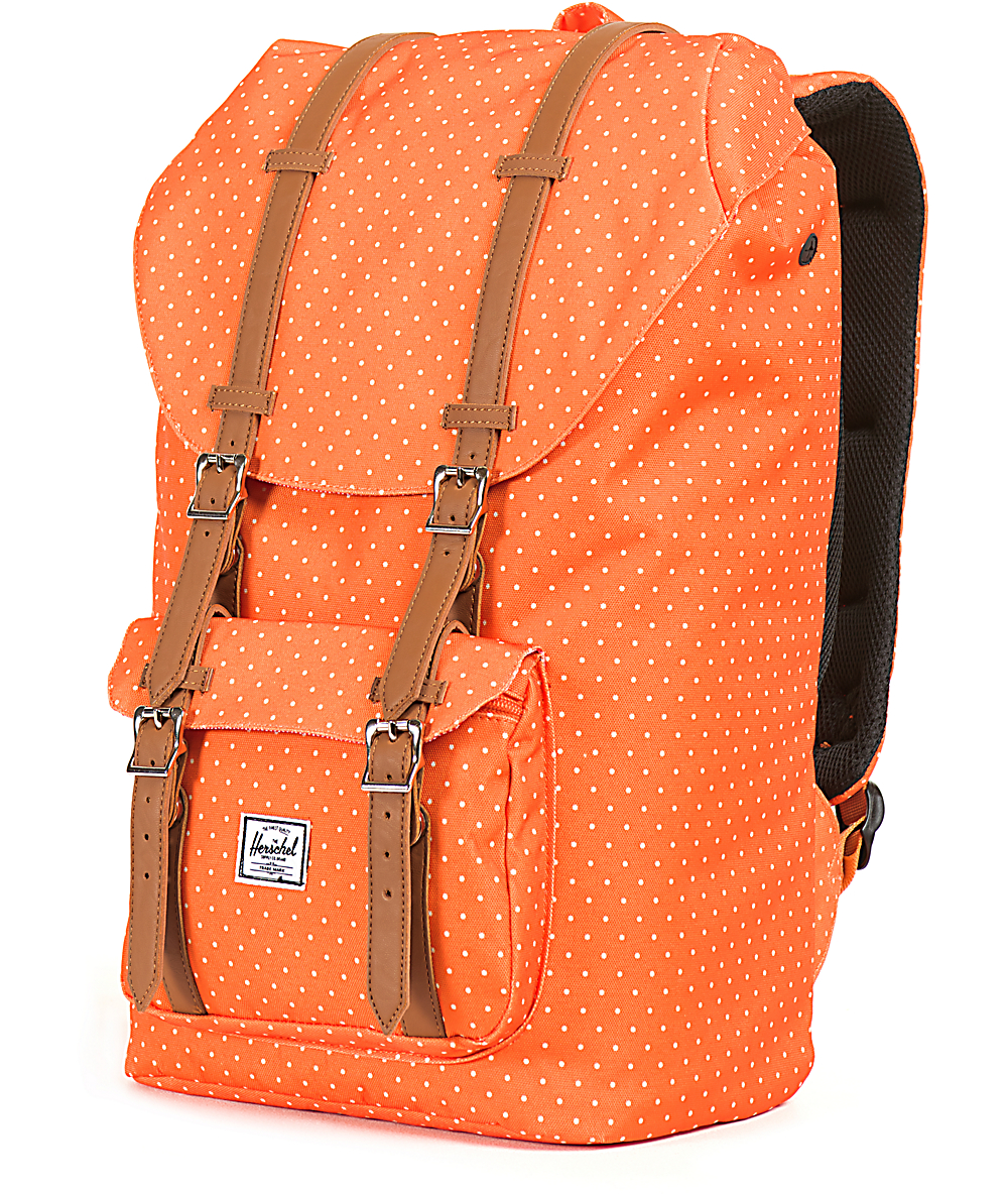 Herschel Supply Co. Little America Orange Polka Dot 24L Backpack Zumiez