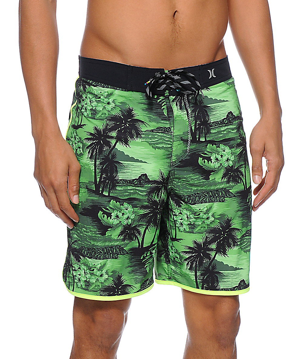 Hurley Phantom Aloha Neon Green 19" Board Shorts Zumiez
