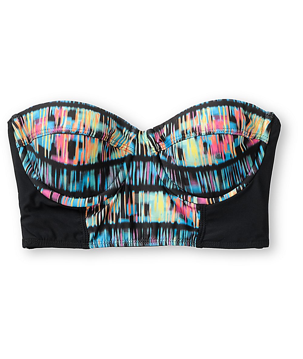 Hurley Swim Record Scratch Underwire Bustier Bikini Top Zumiez
