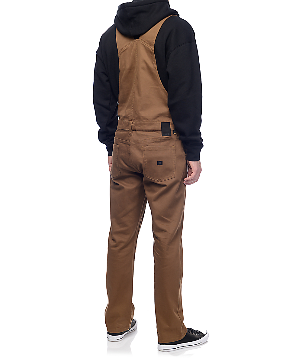 KR3W Cletus Dark Khaki Twill Overalls Zumiez