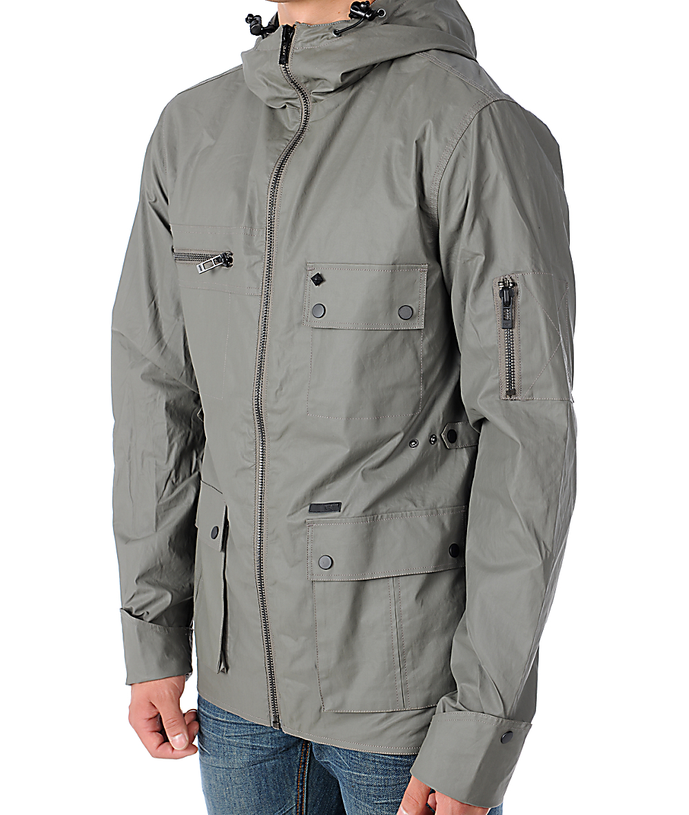KR3W Oaks Army Green Waxed Canvas Hood Jacket Zumiez