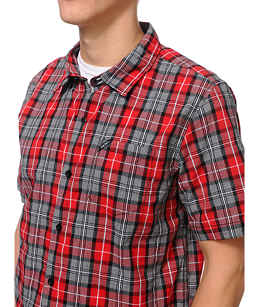 red short sleeve button up mens