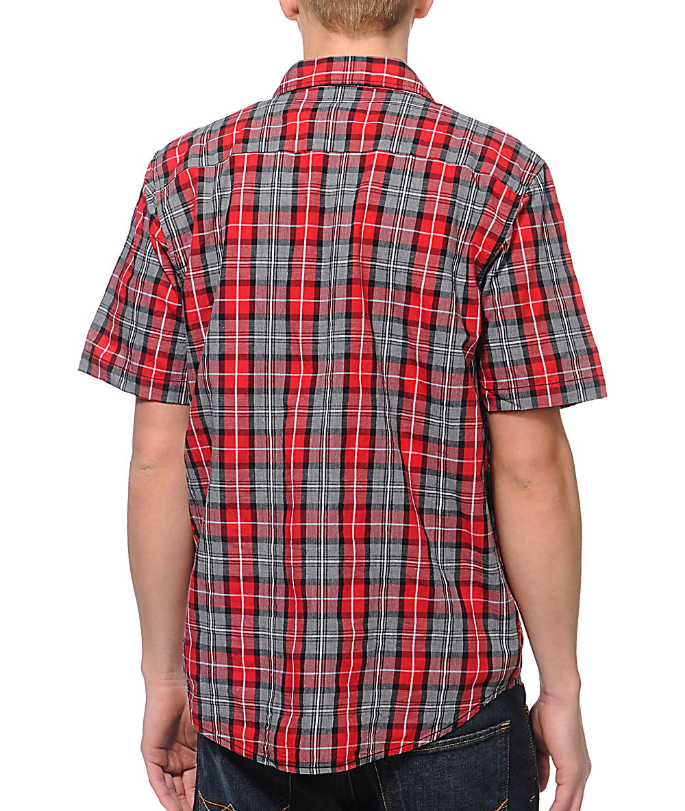 red short sleeve button up mens