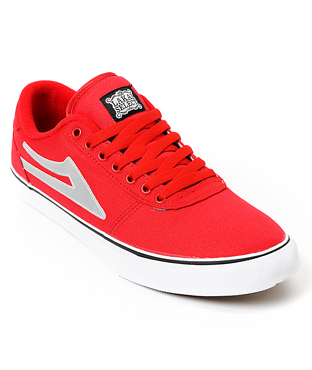 Lakai Manchester Select Red & Silver Skate Shoes Zumiez