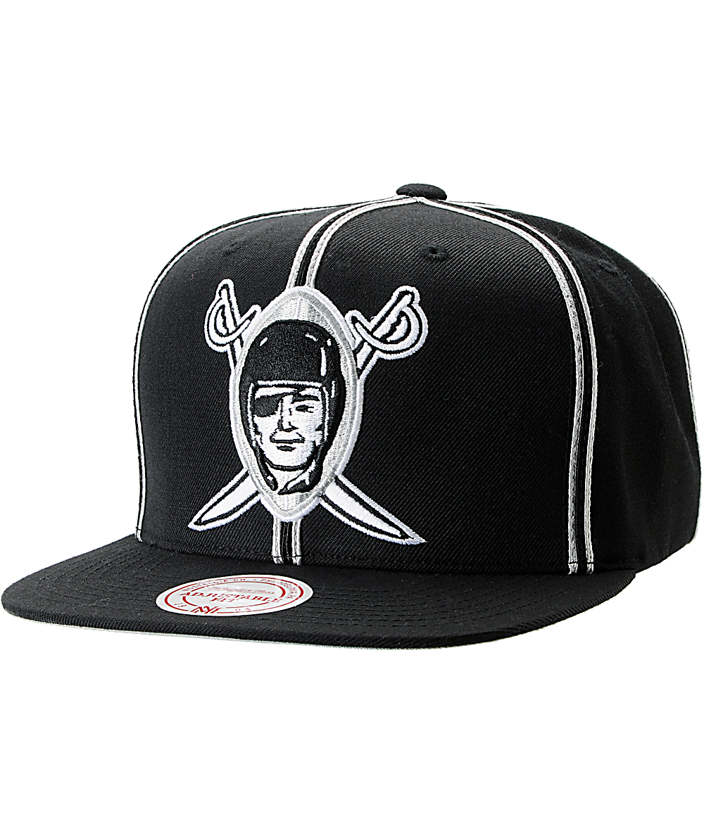 NFL Mitchell and Ness Oakland Raiders Double Pinstripe Snapback Hat