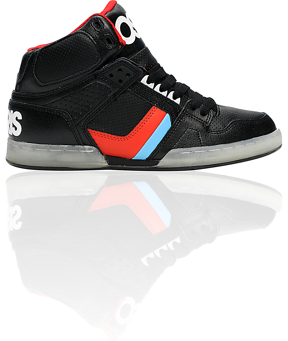 Osiris NYC 83 GlowInTheDark Black, Red, & Blue Shoes Zumiez