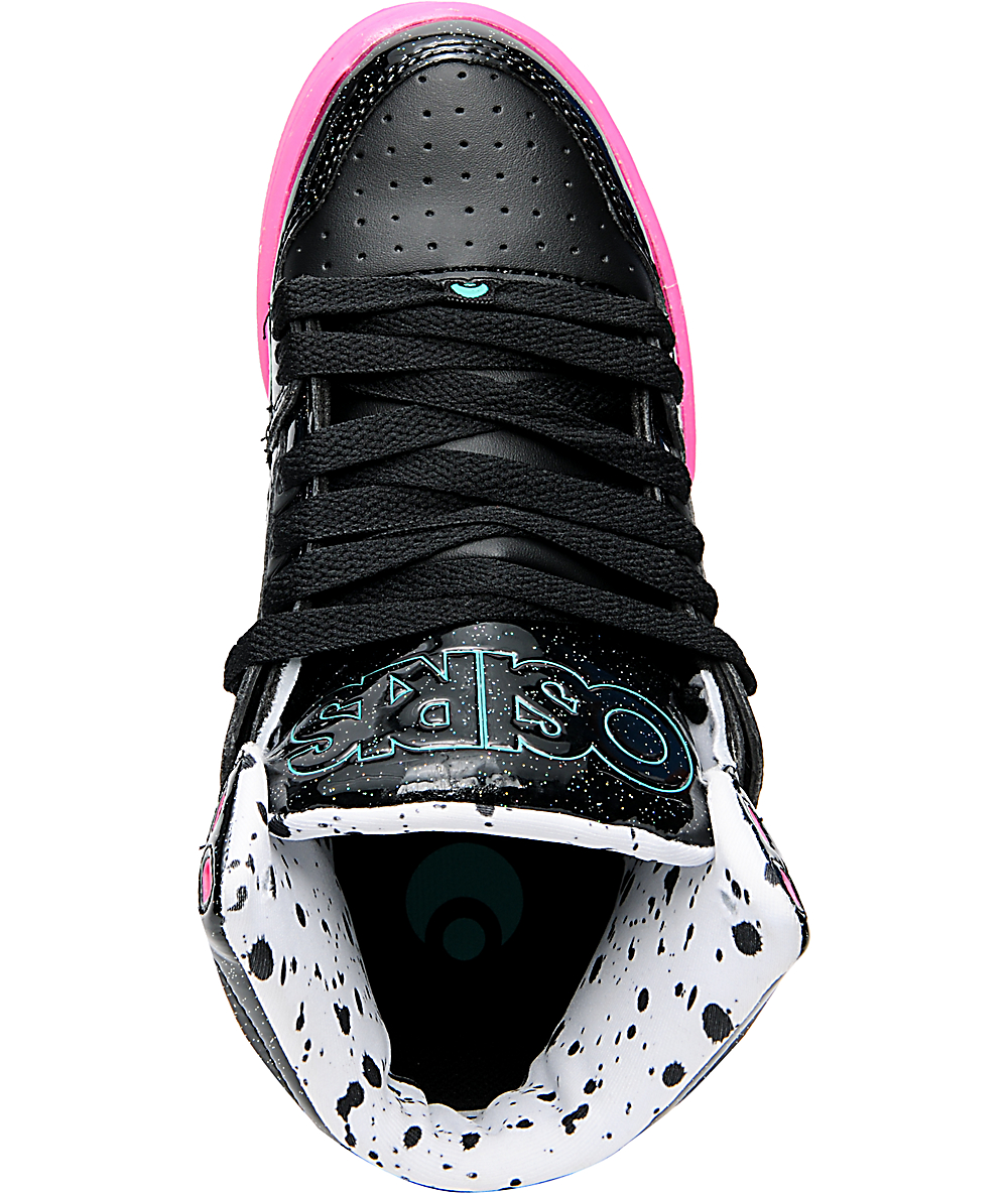 Osiris NYC 83 Slim Black, Pink, & Glitter Shoes Zumiez