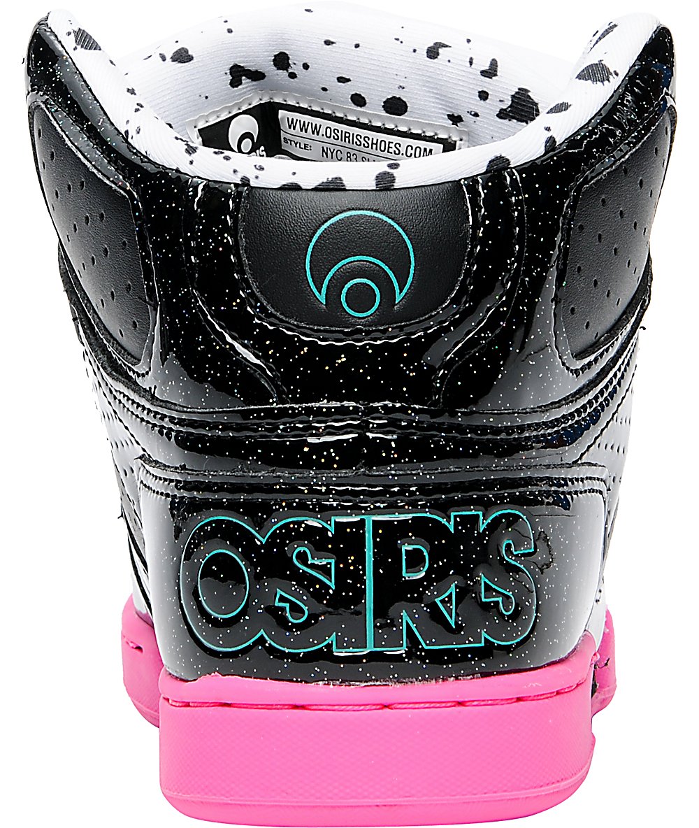 Osiris NYC 83 Slim Black, Pink, & Glitter Shoes Zumiez