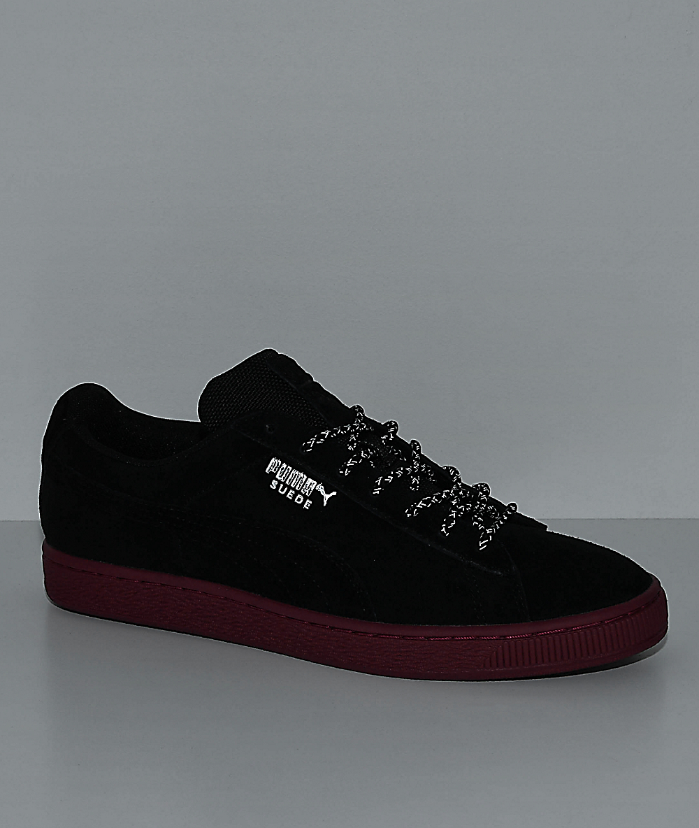 black red puma suede