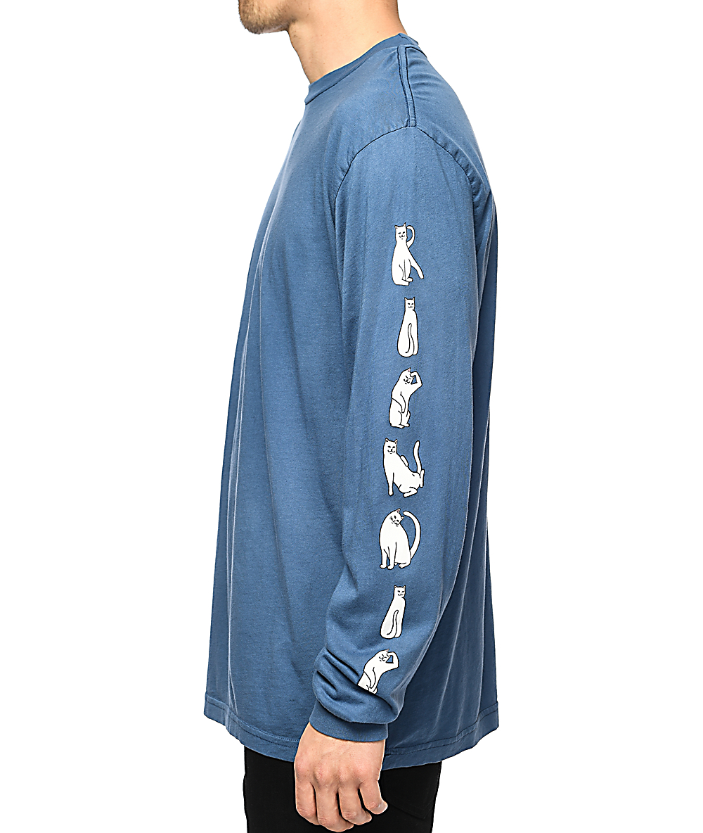 Ripndip Cat Shirt
 RIPNDIP Cats Blue Wash Long Sleeve T Shirt