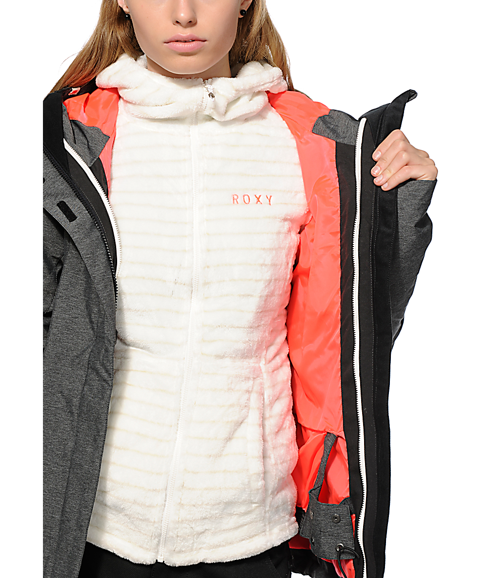 Roxy Jetty 3N1 Grey 10K Snowboard Jacket Zumiez