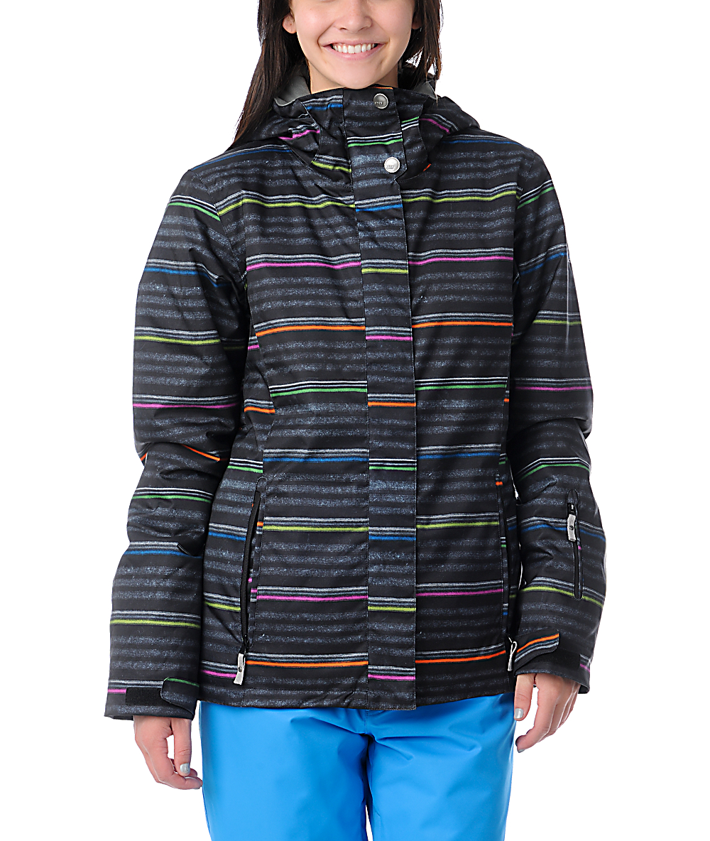 Roxy Jetty Neon Stripe 8K Insulated Snowboard Jacket Zumiez