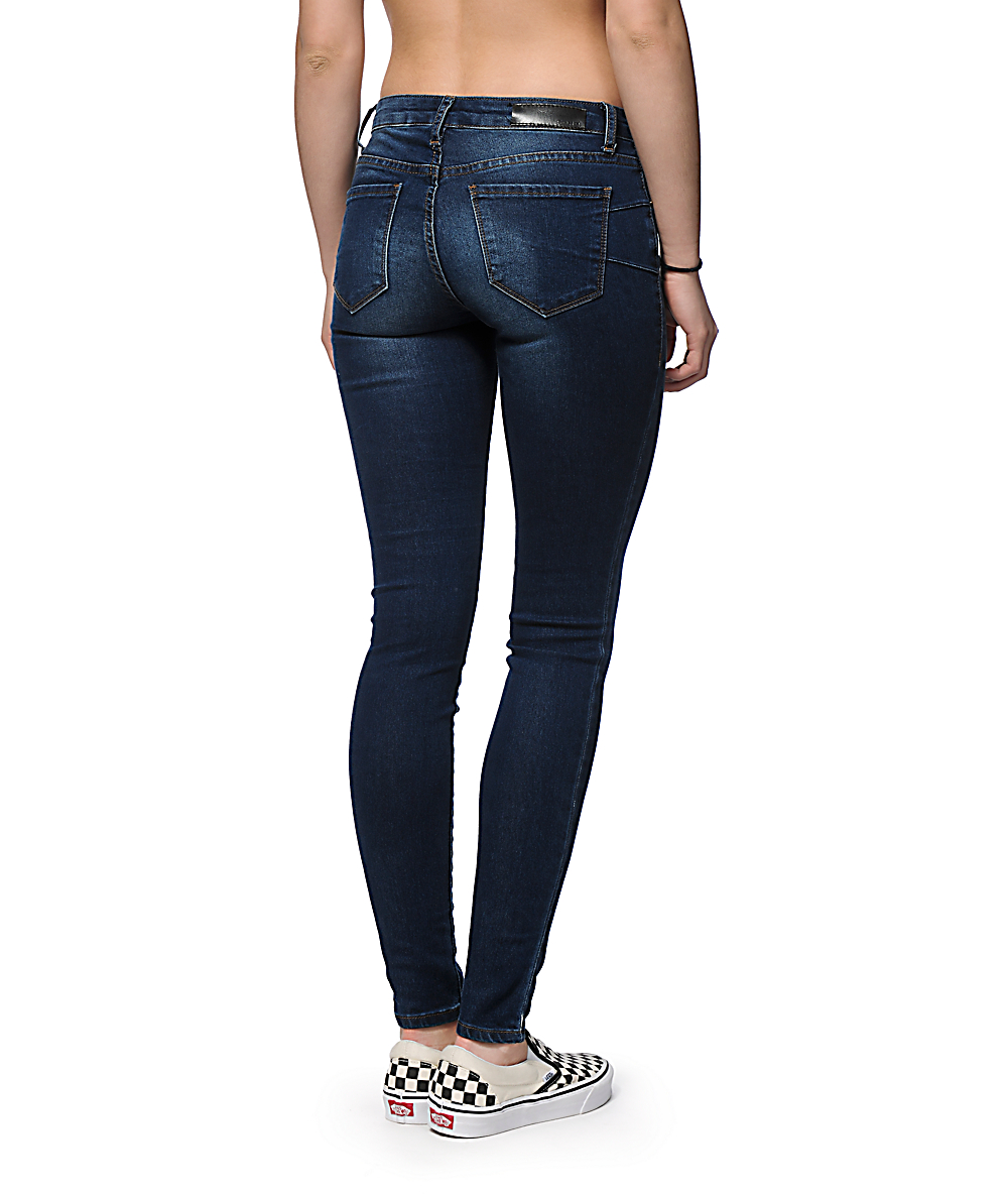 S.O.N.G. Curvy Diva Candy Dark Wash Skinny Jeans Zumiez