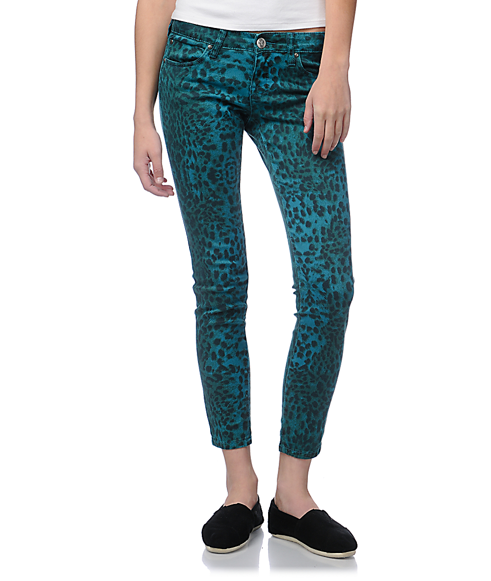 Sts Blue Teal Leopard Print Skinny Jeans Zumiez 3228