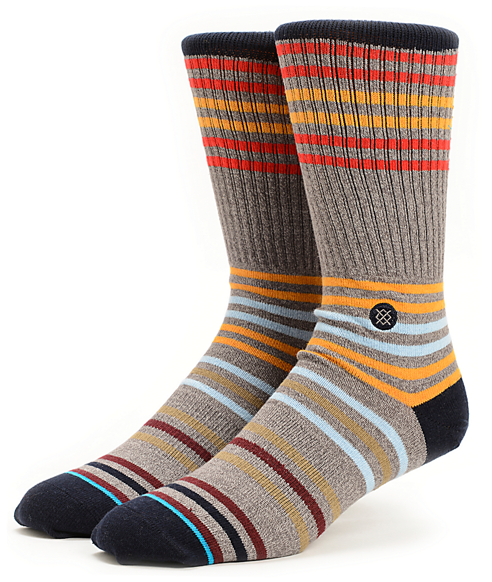 Stance Earnest Grey Striped Crew Socks Zumiez