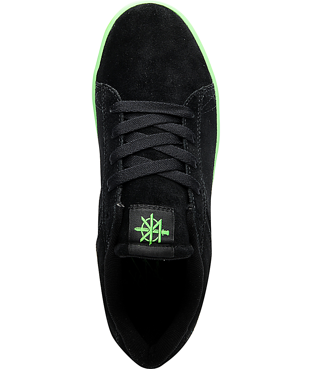 Supra Bullet Lizard King Black Suede & Neon Green Skate Shoes Zumiez