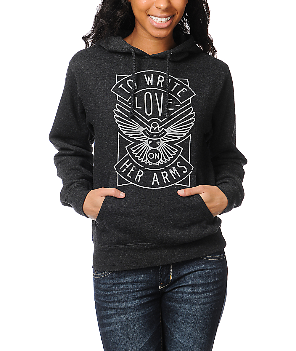TWLOHA Dove Charcoal Grey Pullover Hoodie Zumiez