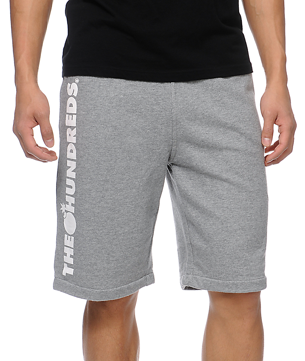 grey sweat shorts outfit mens