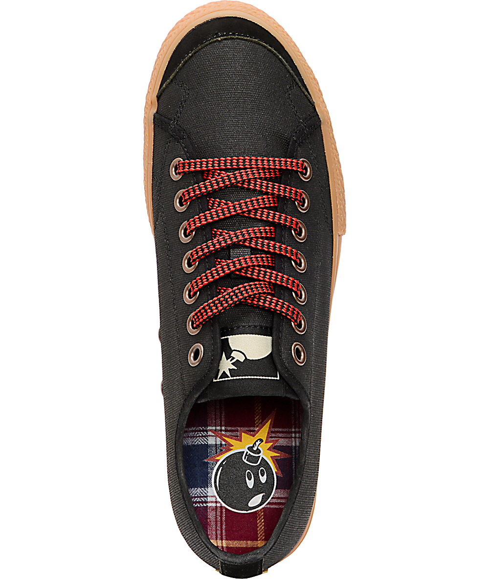The Hundreds Valenzuela Low Black Waxed Canvas Skate Shoes Zumiez