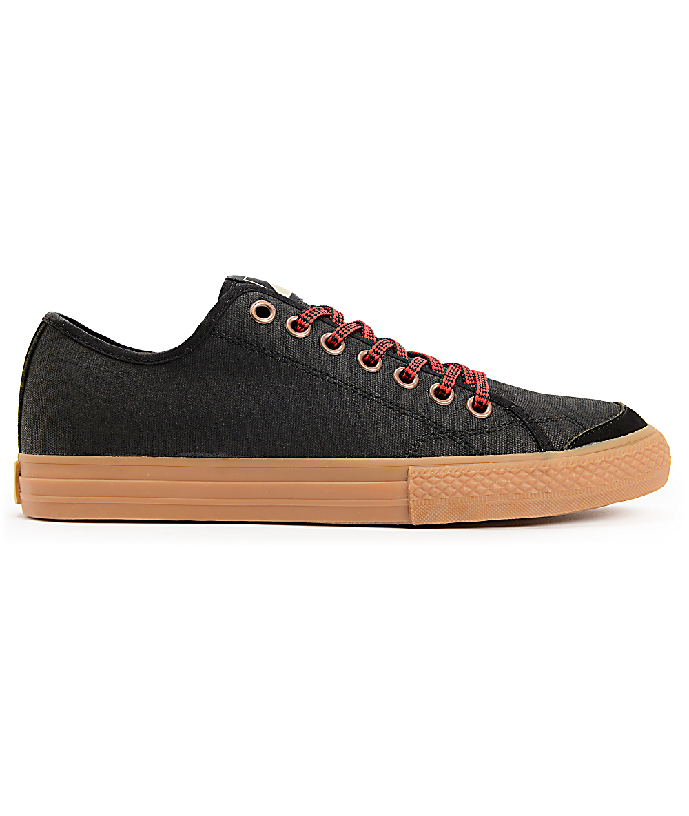 The Hundreds Valenzuela Low Black Waxed Canvas Skate Shoes Zumiez