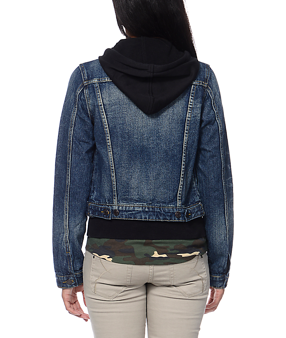Thread and Supply Solid Denim Black Hooded Jacket Zumiez