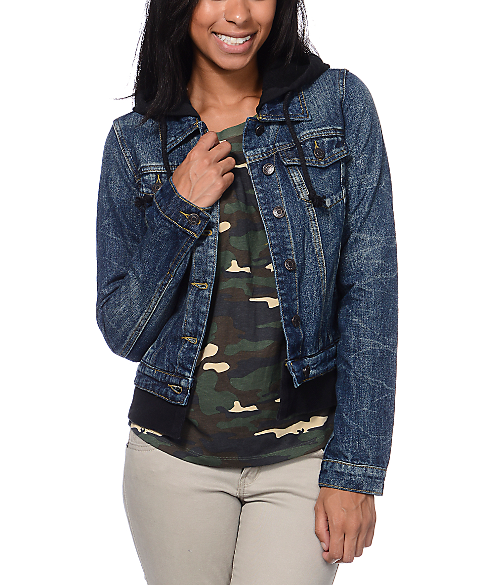 Thread and Supply Solid Denim Black Hooded Jacket Zumiez