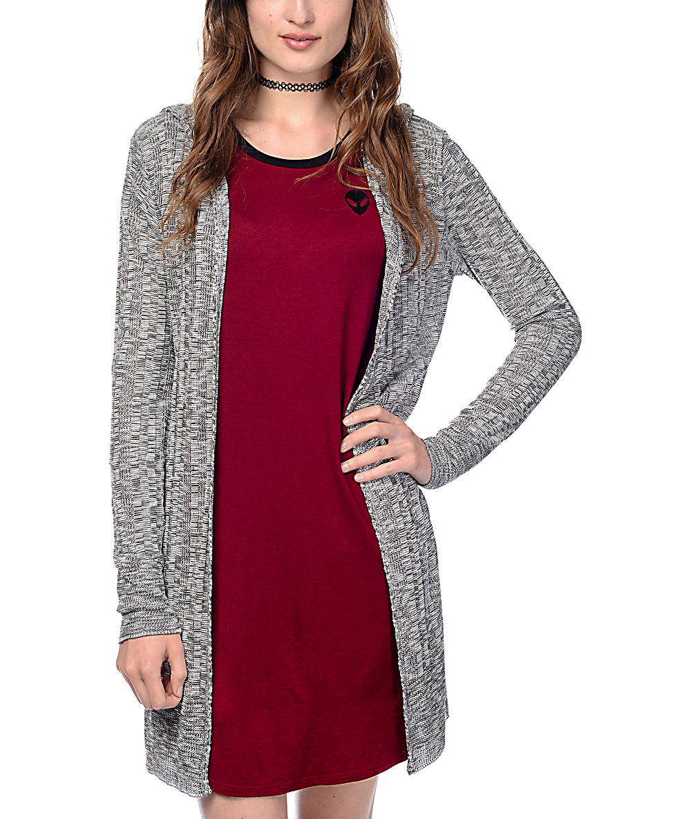 grey hooded cardigan