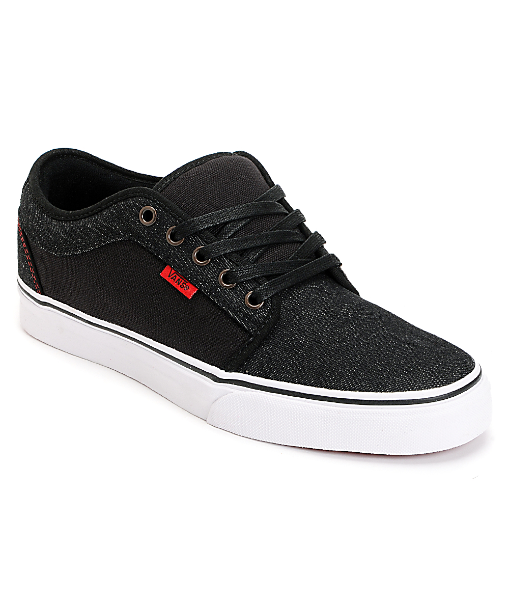 Vans Chukka Low Black Denim & Red Skate Shoes Zumiez
